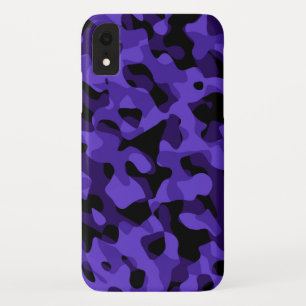 パープルブラックカモフラージュパターンプリント iPhone XRケース
