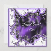 パープルブラックキンセアニェラ「スウィート16」パーティー 招待状 (正面)