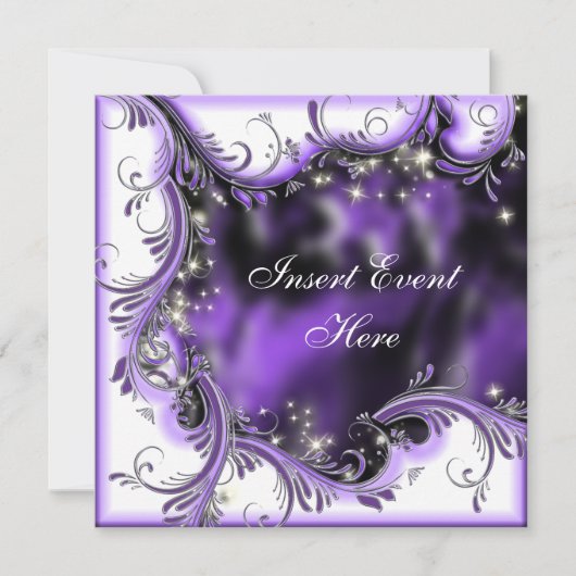 パープルブラックキンセアニェラ「スウィート16」パーティー 招待状 (正面)