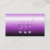 パープルブラックグラデーションスパークルジュエリーイニシャルトレンディー 名刺 (正面)