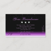 パープルブラックグラデーションスパークルジュエルズモノグラムトレンディー 名刺 (裏面)