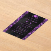 パープルブラックグリッターアクリル卒業招待状 アクリル招待状 (レイダウン)