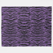 パープルブラックグリッターゼブラプリント フリースブランケット (正面(横))