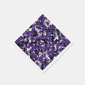 パープルブラックグレーカモフラージュ迷彩柄プリントパーティー スタンダードカクテルナプキン (角)