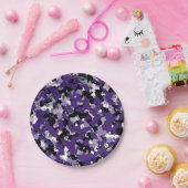 パープルブラックグレーカモフラージュ迷彩柄プリントパーティー ペーパープレート (パーティー)