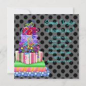 パープルブラックケーキプレゼント女の子2nd誕生日 招待状 (裏面)