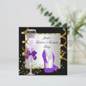 パープルブラックシルバーウィメンズバースデーパーティー 招待状 (スタンド正面)