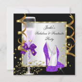 パープルブラックシルバーウィメンズバースデーパーティー 招待状 (正面)