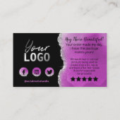 パープルブラックシルバーフォイルグリッターアゲートありがとう 名刺 (裏面)