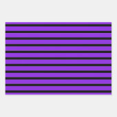 パープルブラックストライプの水玉模様ハロウィーン ラッピングペーパーシート (正面3)