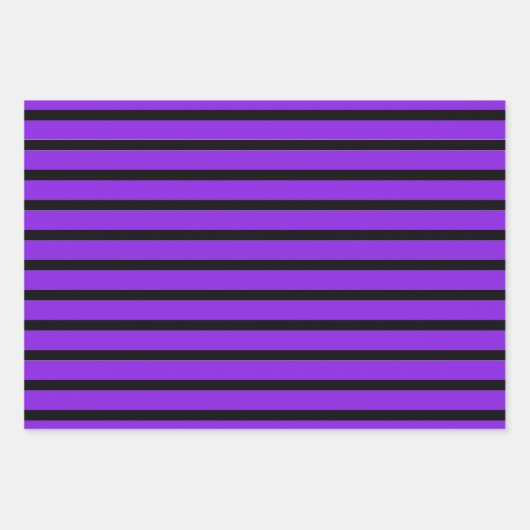 パープルブラックストライプの水玉模様ハロウィーン ラッピングペーパーシート (正面3)