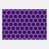 パープルブラックストライプの水玉模様ハロウィーン ラッピングペーパーシート (正面2)