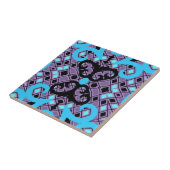 パープルブラックターコイズカレイドスコピックモザイク タイル (側面)