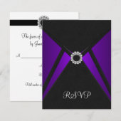 パープルブラックダイヤモンドRSVP応答 出欠カード (正面/裏面)