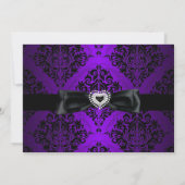 パープルブラックダマスクスパークルスウィート16招待状 招待状 (裏面)