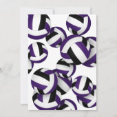 パープルブラックチームカラーバレーボール誕生日パーティー 招待状 (裏面)