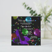 パープルブラックハイヒールウーマンズバースデーパーティー 招待状 (スタンド正面)