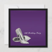 パープルブラックハイヒール女性50誕生日 招待状 (裏面)