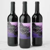 パープルブラックバラモダンゴシック水彩 ワインラベル (ボトル)