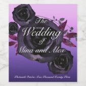 パープルブラックバラモダンゴシック水彩 ワインラベル (シングルラベル)