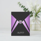 パープルブラックパープルパーティの招待状RSVP 出欠カード (スタンド正面)