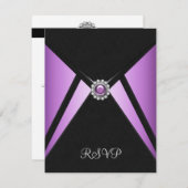 パープルブラックパープルパーティの招待状RSVP 出欠カード (正面/裏面)