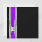 パープルブラックパープルボウ結婚ズ 招待状 (裏面)