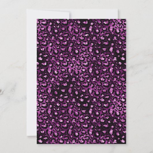パープルブラックヒョウの斑点グリッターフレーム誕生日 招待状 (裏面)