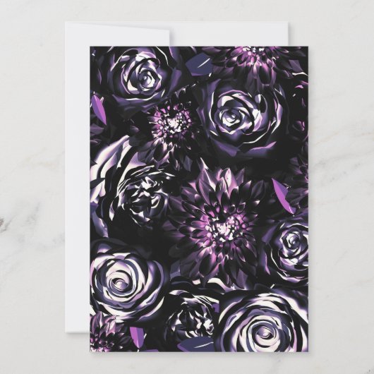 パープルブラックフローラグラムフォト卒業パーティー 招待状 (裏面)