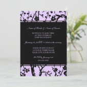 パープルブラックフローラ婚約パーティ招待状 招待状 (スタンド正面)