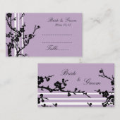 パープルブラックフローラ結婚のプレイスカード プレイスカード (正面/裏面)