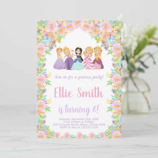 パープルブラックプリンセス誕生日招待状 招待状 (スタンド正面)