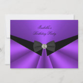 パープルブラックボウタイバースデーパーティーダイヤモンド2 招待状 (正面)