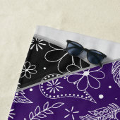 パープルブラックボホフローラペイズリー女子バレーボール ビーチタオル (インサイチュ)