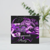 パープルブラックマスクマスカレードボールパーティー 招待状 (スタンド正面)