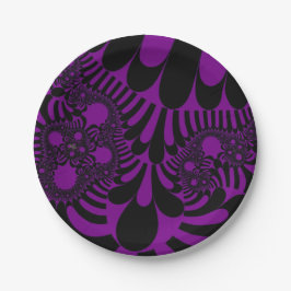 パープルブラックモダン紙プレート ペーパープレート