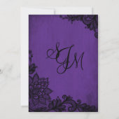 パープルブラックレースゴシック結婚式招待状カード 招待状 (裏面)