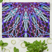 パープルブラック万華鏡のように千変万化するパターンマンダラアート キッチンタオル (折り畳み)