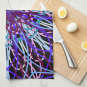 パープルブラック万華鏡のように千変万化するパターンマンダラアート キッチンタオル (四つ折り)