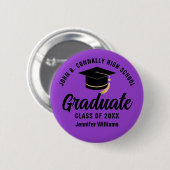 パープルブラック卒業カスタム院卒業名タグ 缶バッジ (正面&裏面)