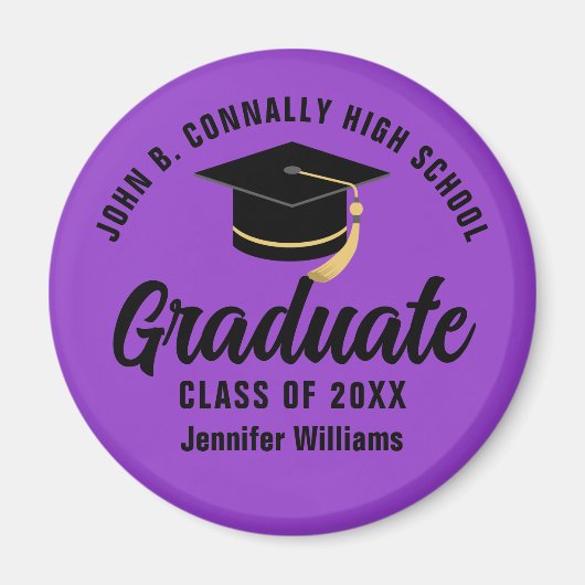 パープルブラック大学院カスタム卒業式パーティー マグネット (正面)