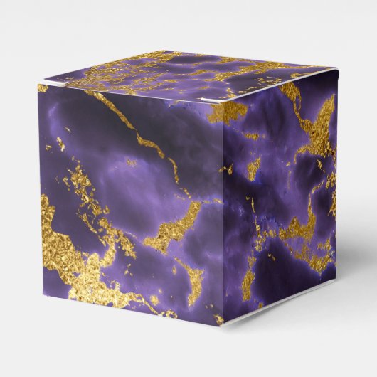 パープルブラック大理石フェイク金ゴールドグリッターパターン フェイバーボックス (正面サイド)