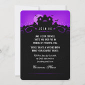 パープルブラック幽霊のよく出るハウスハローウィンパーティ招待状 招待状 (裏面)