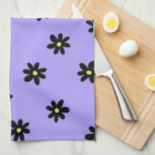パープルブラック熱帯フローラ春 キッチンタオル (四つ折り)