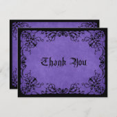 パープルブラック結婚ゴシック サンキューカード (正面/裏面)