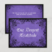 パープルブラック結婚ゴシック サンキューカード (正面/裏面)