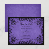 パープルブラック結婚ゴシック セーブザデート (正面/裏面)