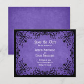 パープルブラック結婚ゴシック セーブザデート (正面/裏面)