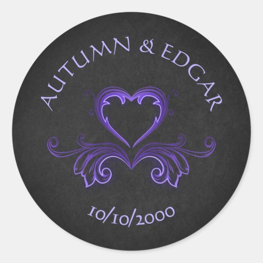 パープルブラック結婚ゴシック ラウンドシール (正面)