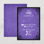 パープルブラック結婚ゴシック 出欠カード (正面/裏面)